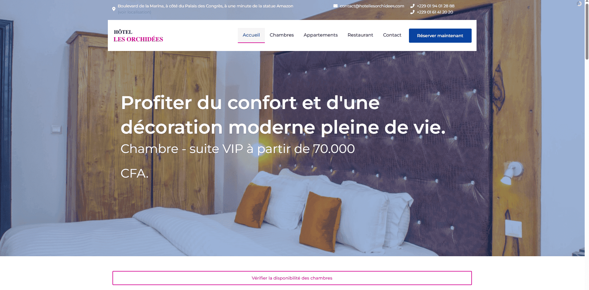Aperçu du projet Hôtel Les Orchidées — Refonte site web