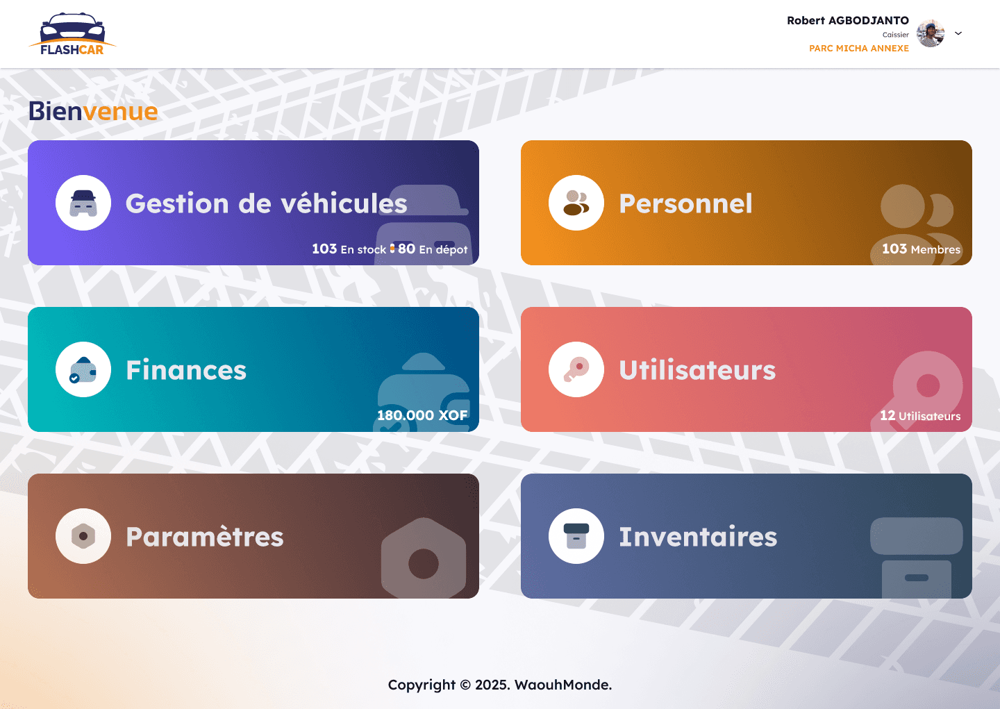 Aperçu du projet FlashCar - Gestion de parc automobile